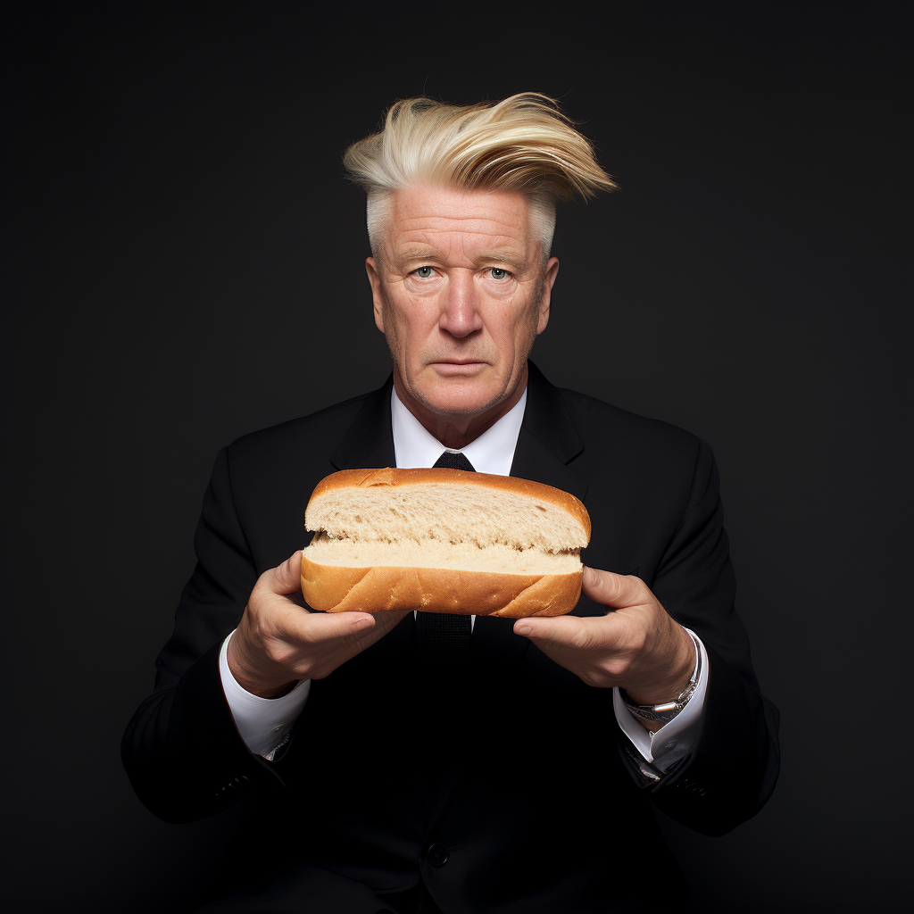 David Lynch with white bread hair