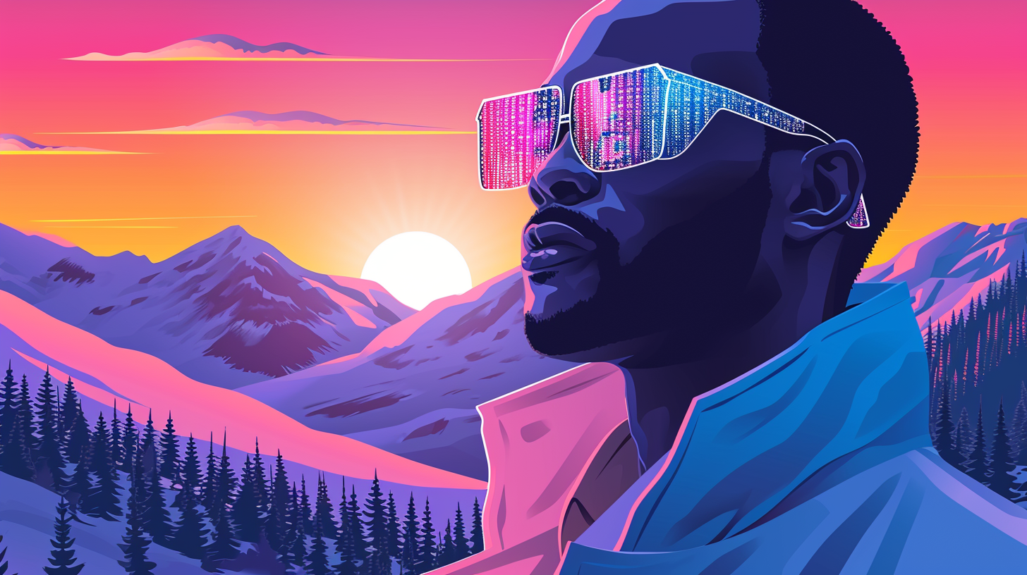 African business man in Davos winter sunset