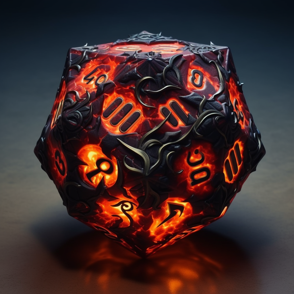 D20 with dawn, fire, light, dark