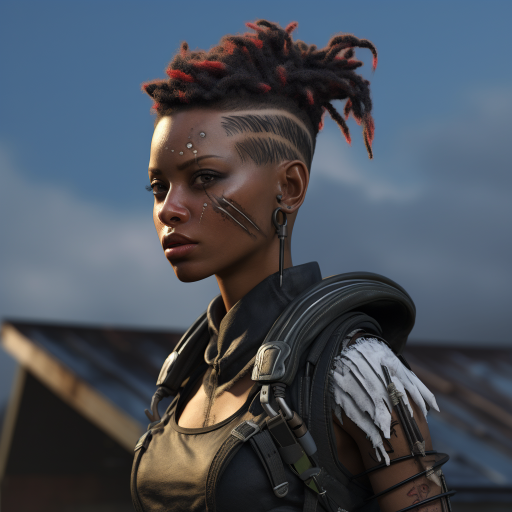 Black female character with braided mohawk in DayZ