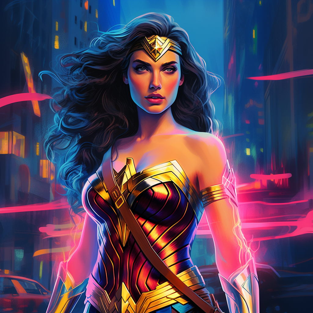 Wonder Woman in neon lights