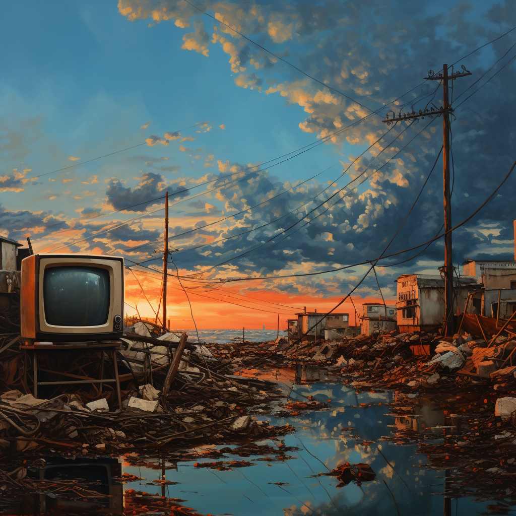 Colorful sky in a dead television channel