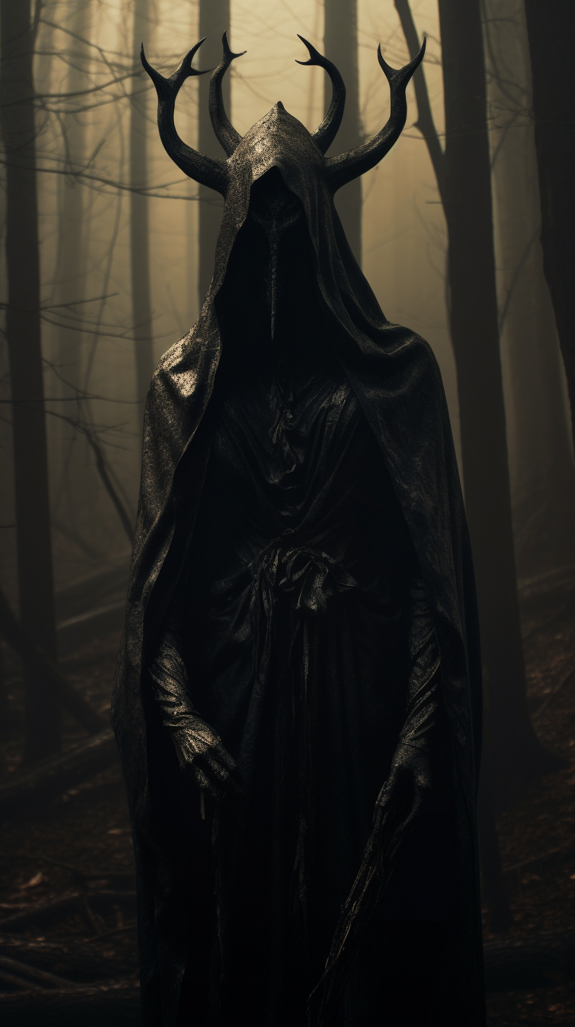 Scary death demon in black robe