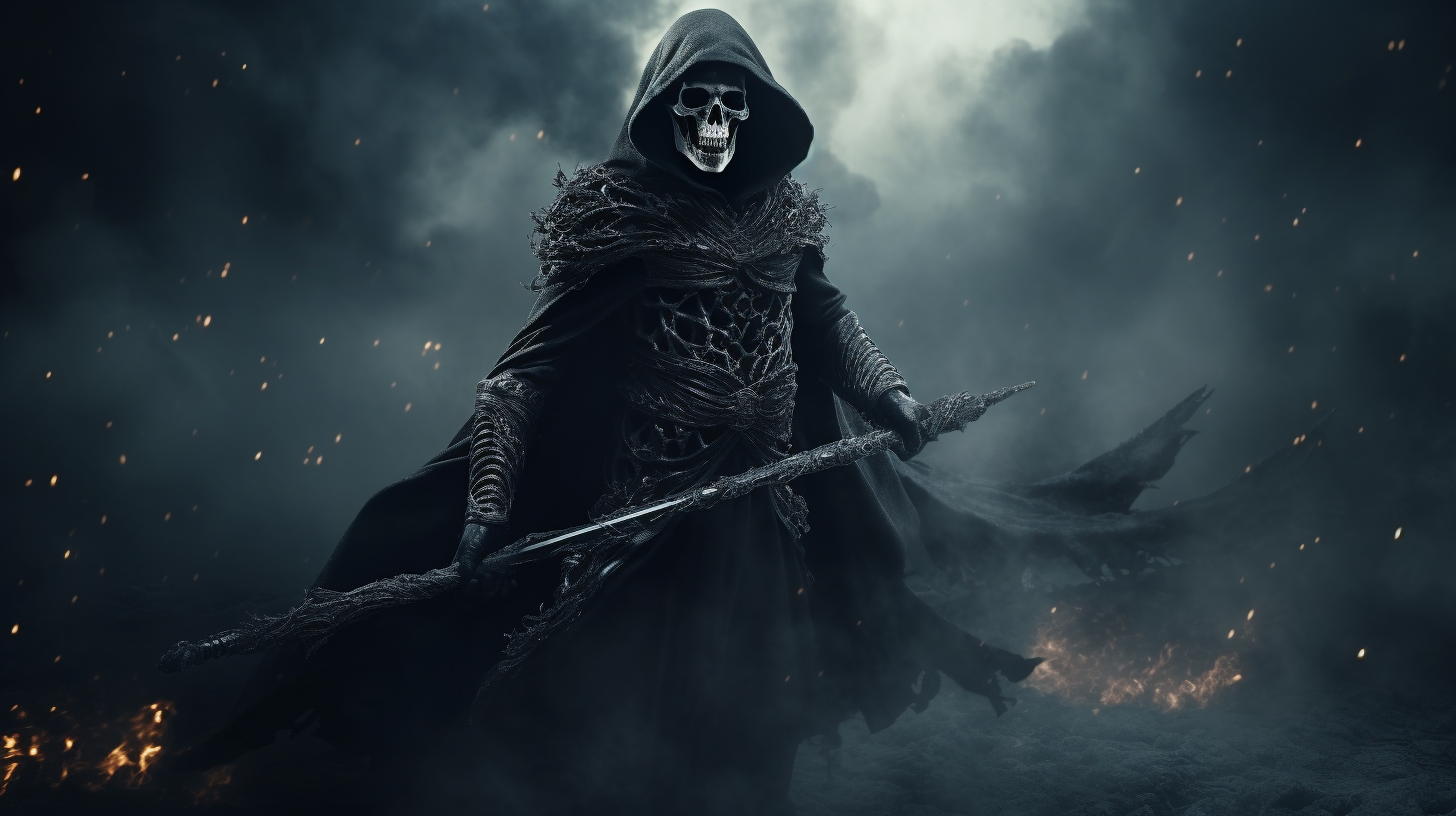 The Grim Reaper holding a scythe  ?