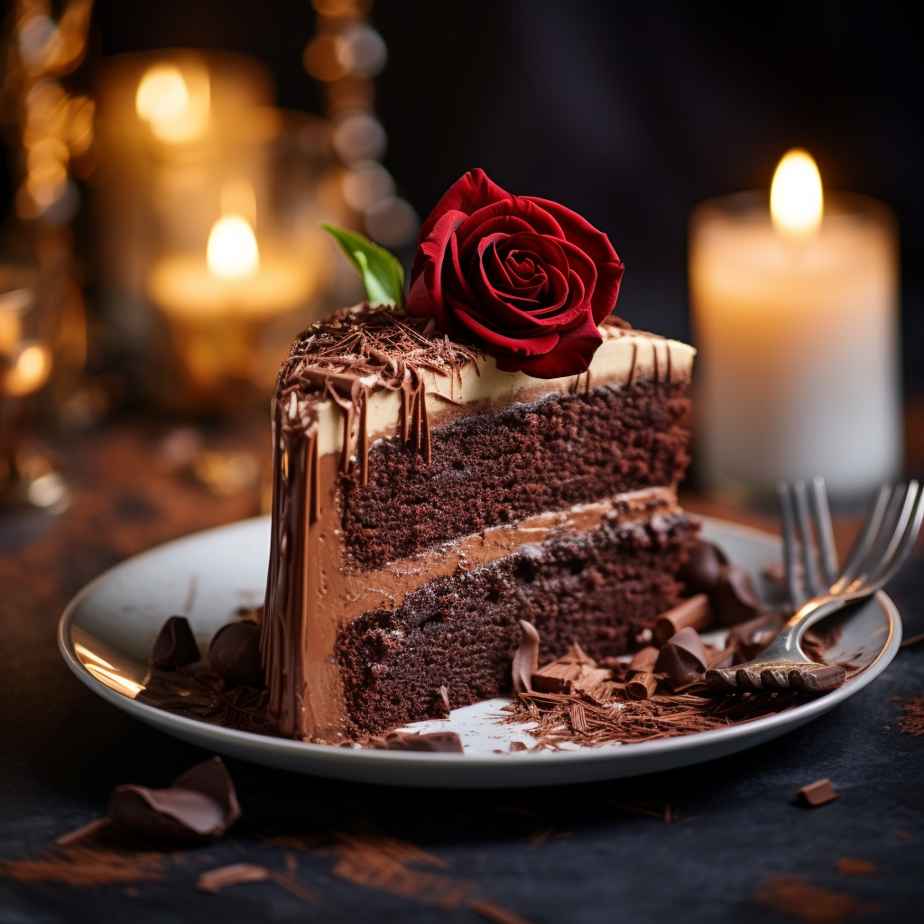 Moist Chocolate Cake Slice Close-Up