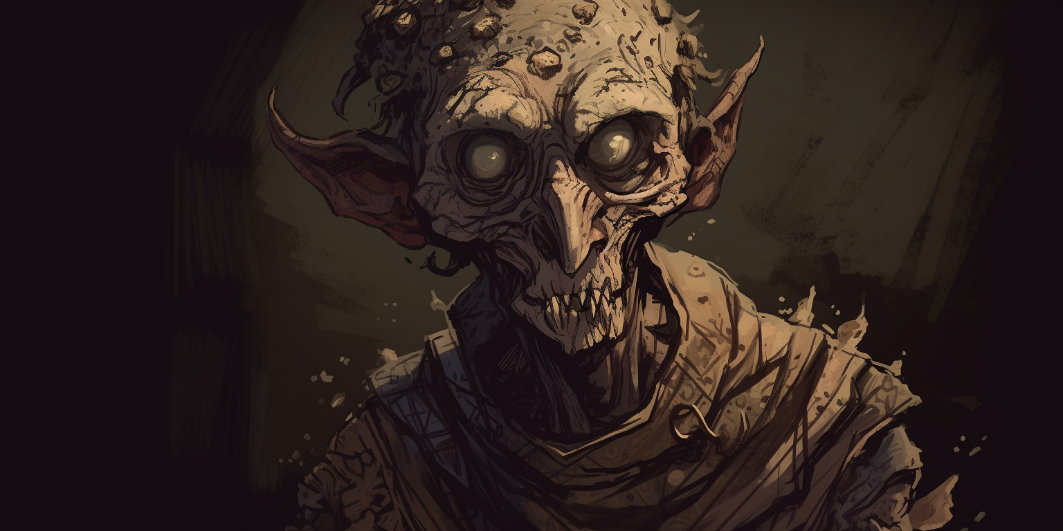 Half Goblin Half Man in Tattered Clothes