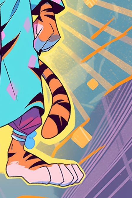 Art Deco Tiger Superhero Cartoon Image