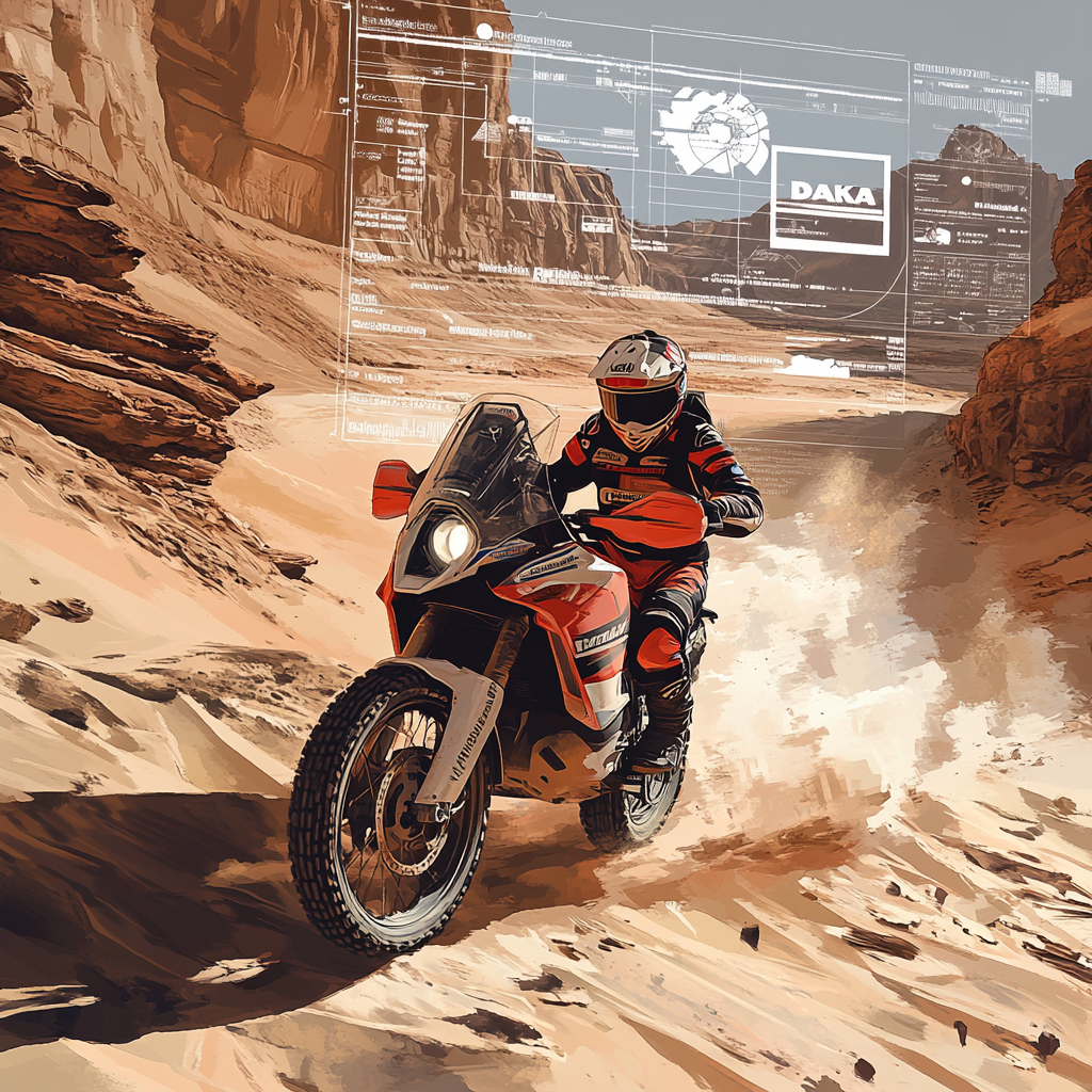 Dakar Challenge Motorcycle Rally Illustration