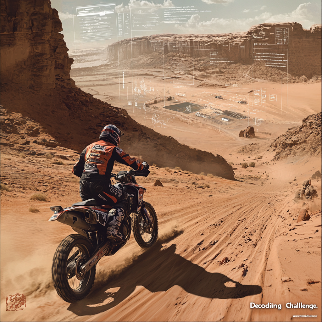 Motorcycle rider Dakar challenge illustration