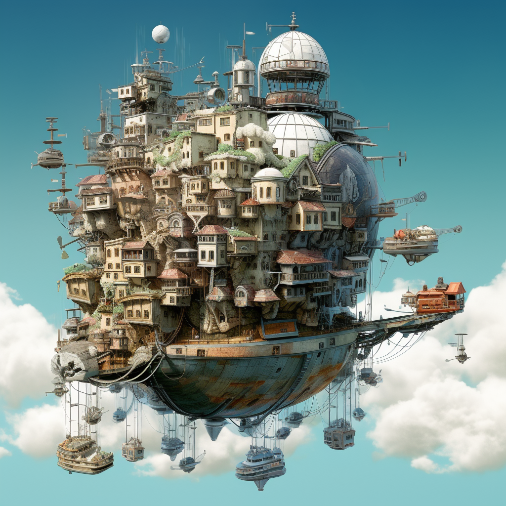 Decopunk Floating City Illustration