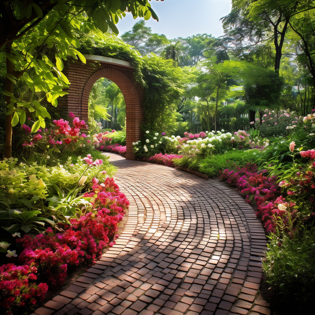 Pathway through a charming garden