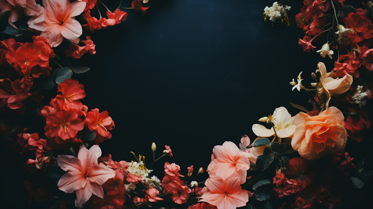 Decorative flower frame on black background