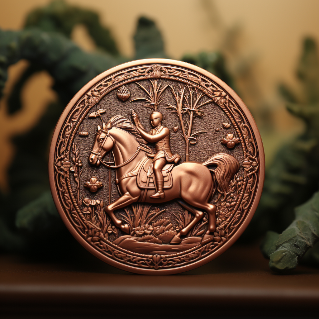 3D printed copper piece of a decorative hunter