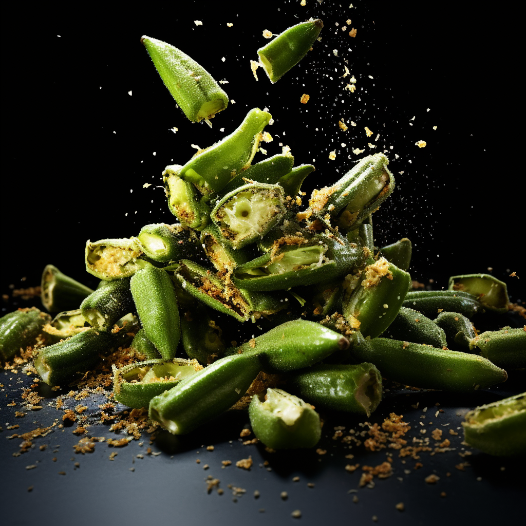 Close-up of crispy deep fried okra