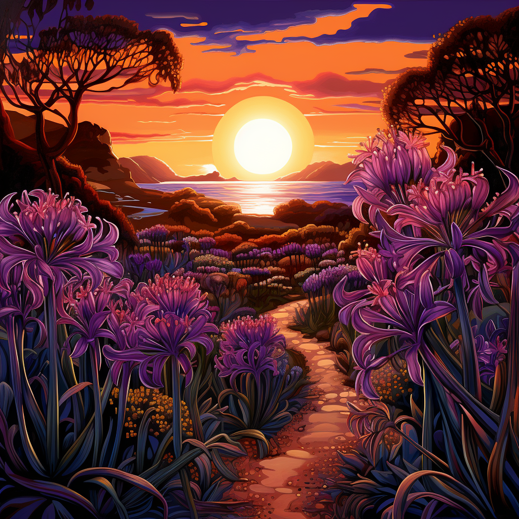 Deep Purple Sunset Garden Agapanthus Flowers