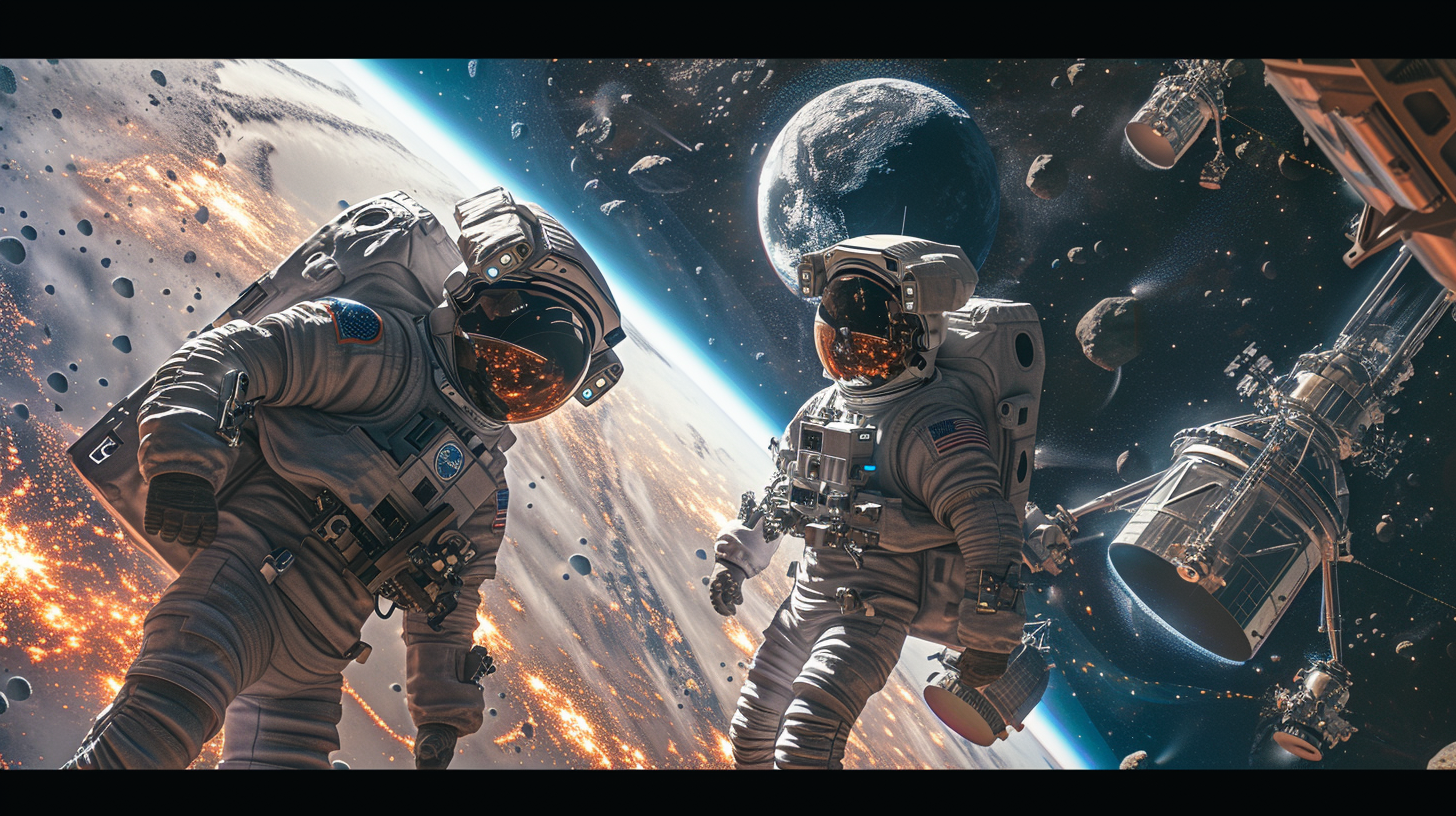 deep space exploration futuristic astronauts black hole