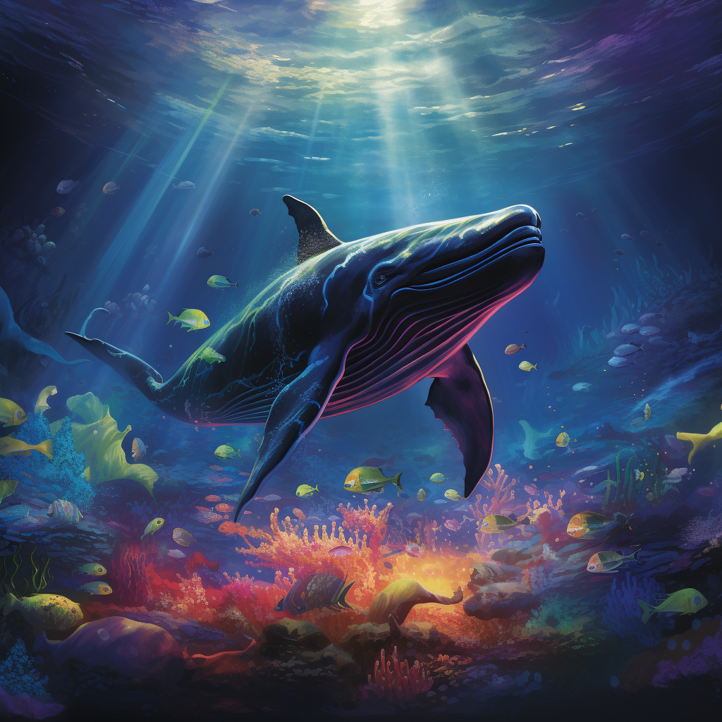 Beautiful artwork of a deep underwater whale