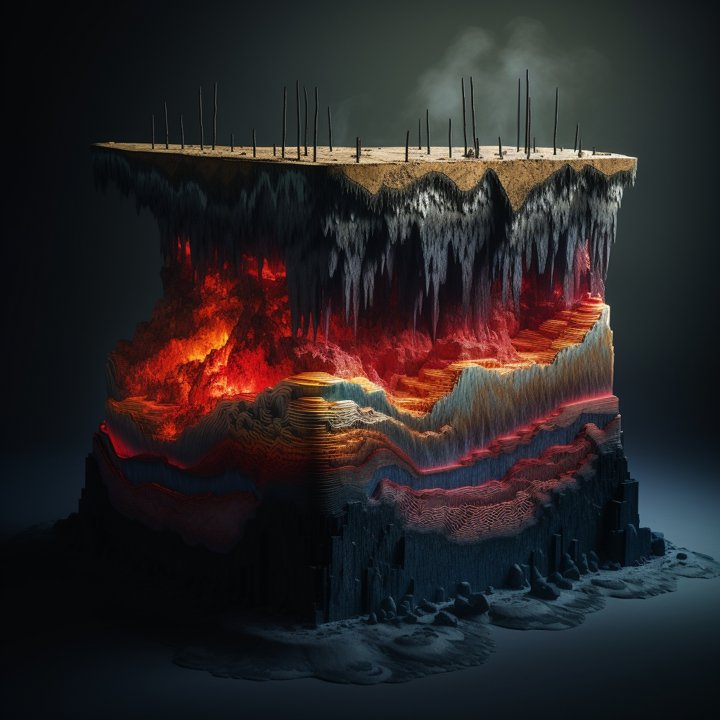 Deep Ocean Volcano Cross Section