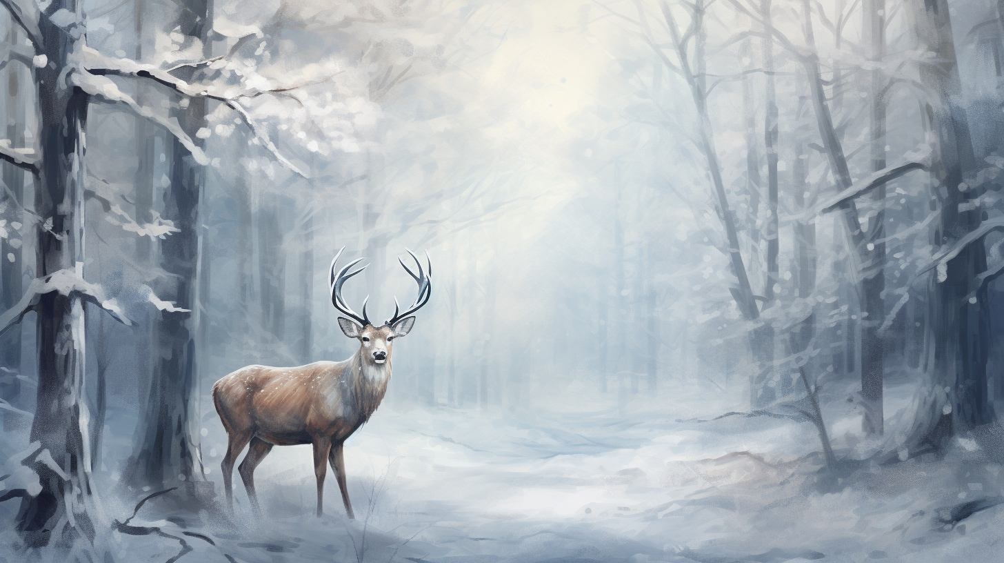 Beautiful deer in winter forest