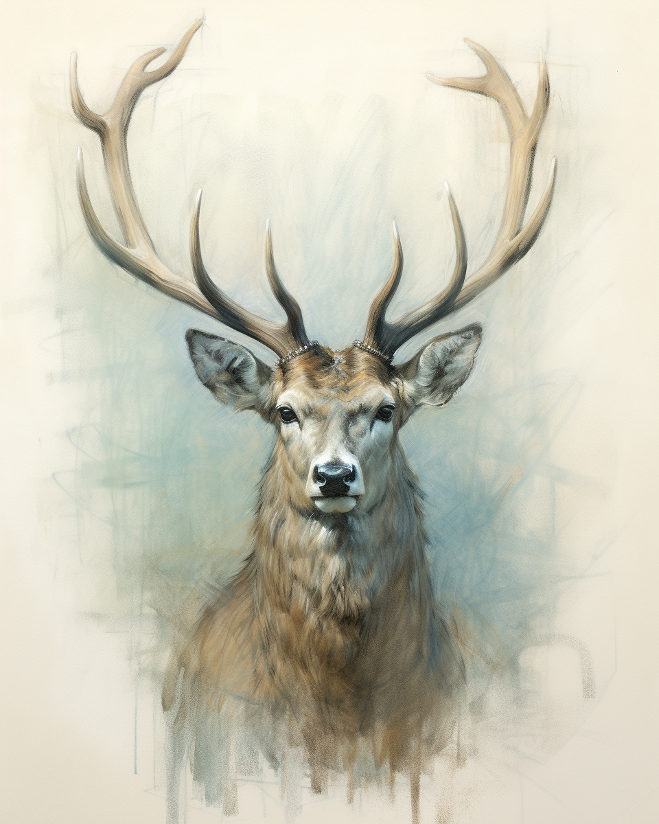 Majestic deer with large antlers sketch