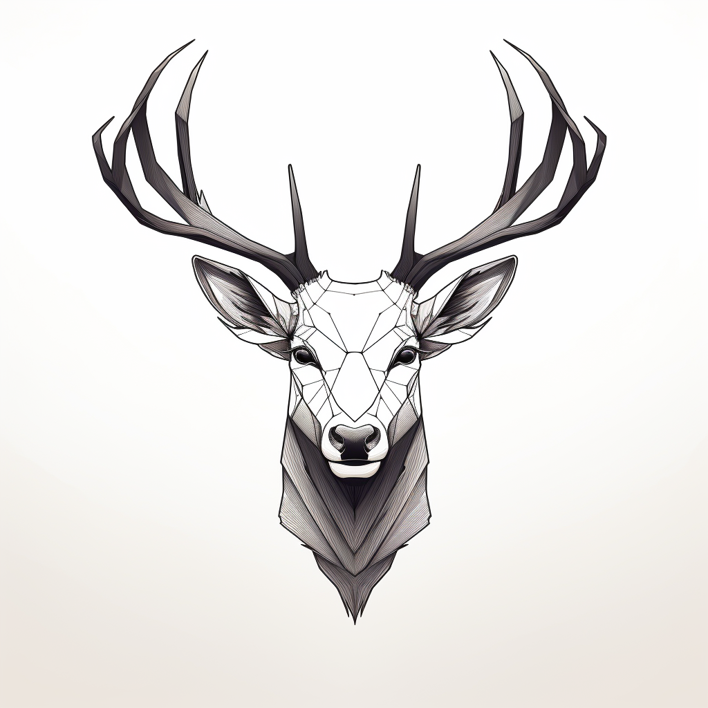 Minimalist deer illustration on black and white background