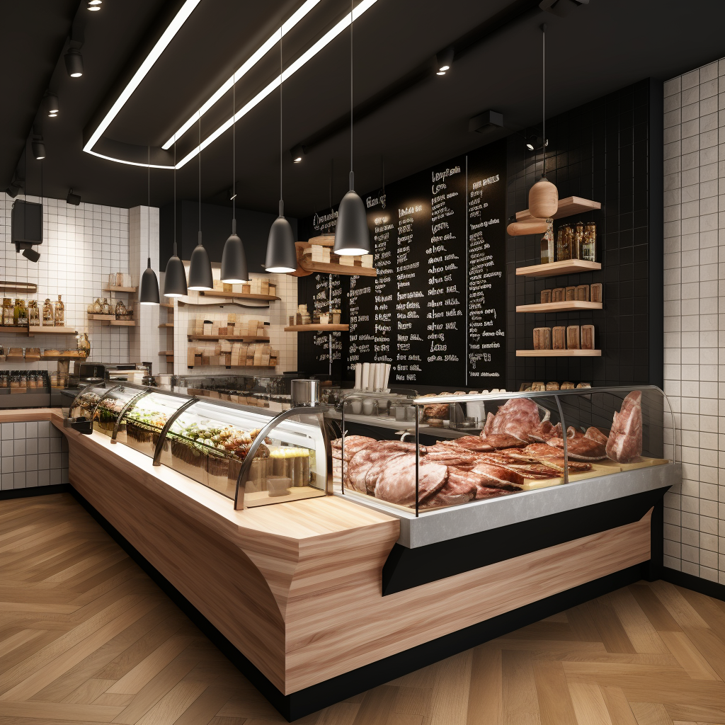 Interior design of deli sandwich store