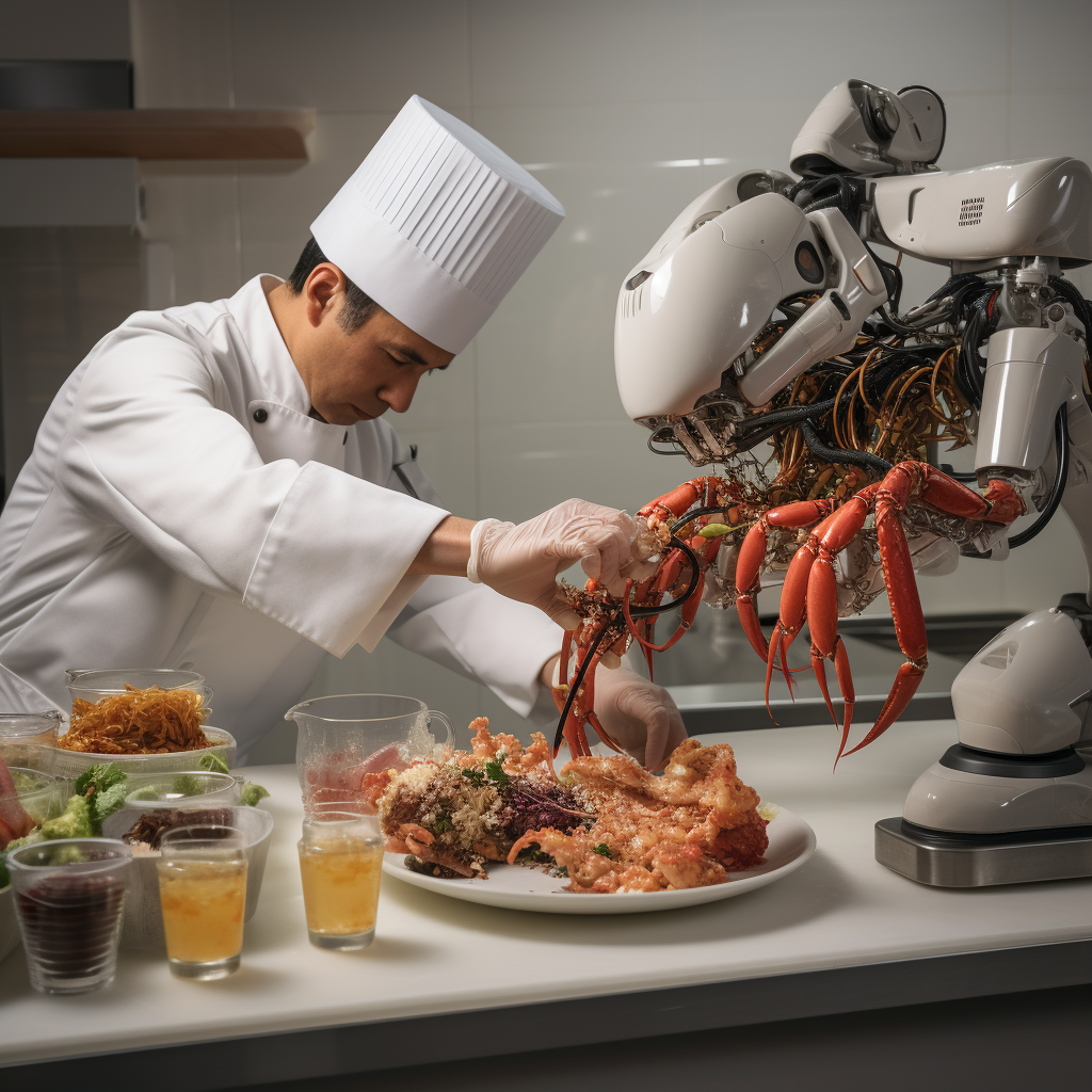 Delicate robot cooking a delicious hotpot