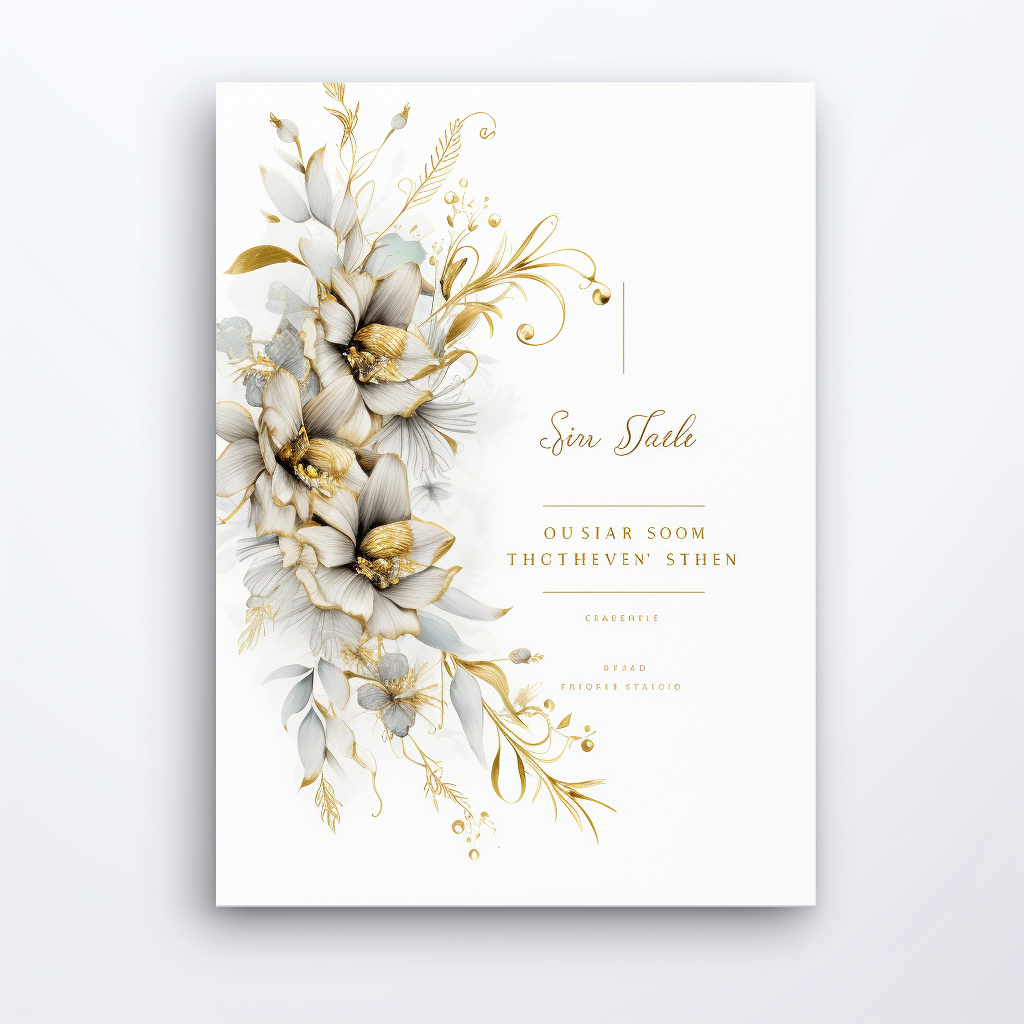 Delicate wedding invitation with gold accents