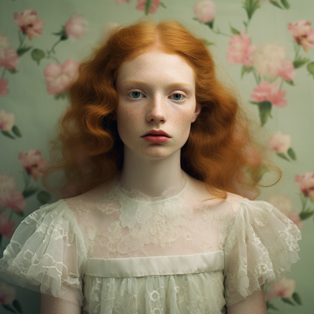 Beautiful woman in green tulle dress with flowers