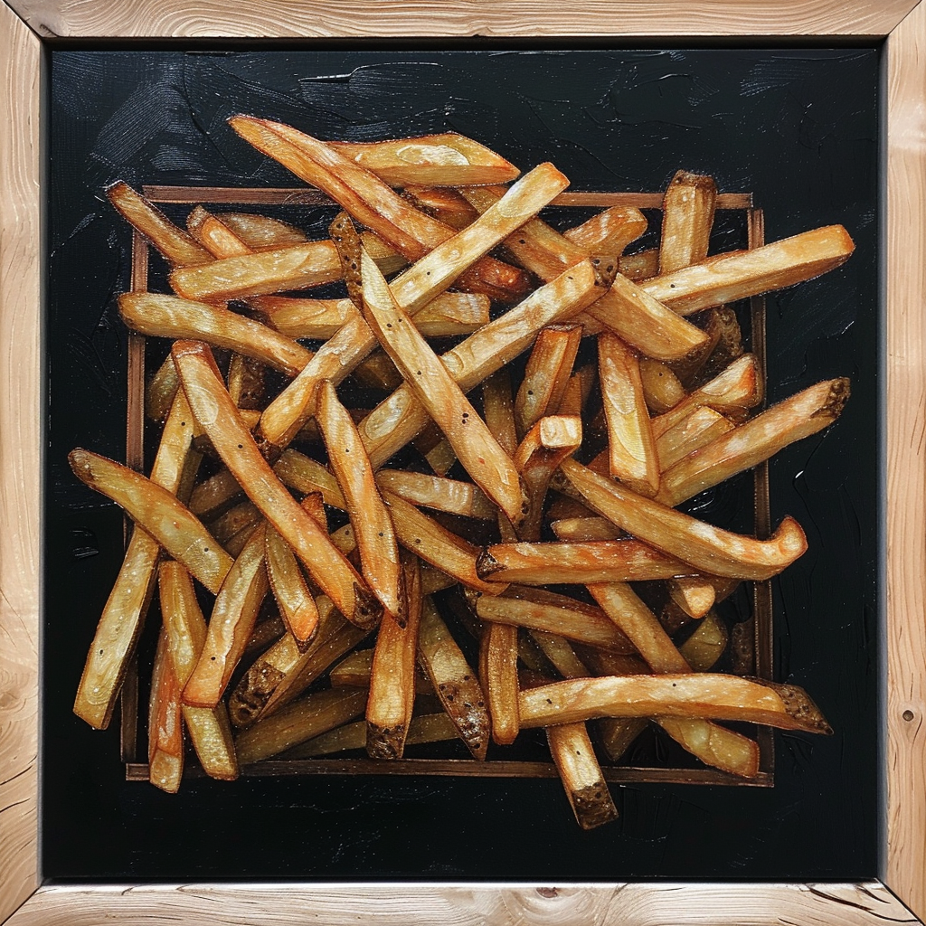 fries in frame on wall