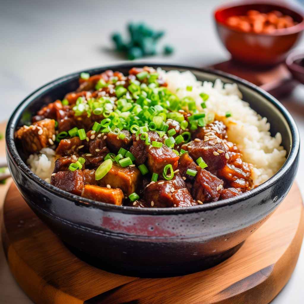 Close-up of Taiwanese Lu Rou Fan