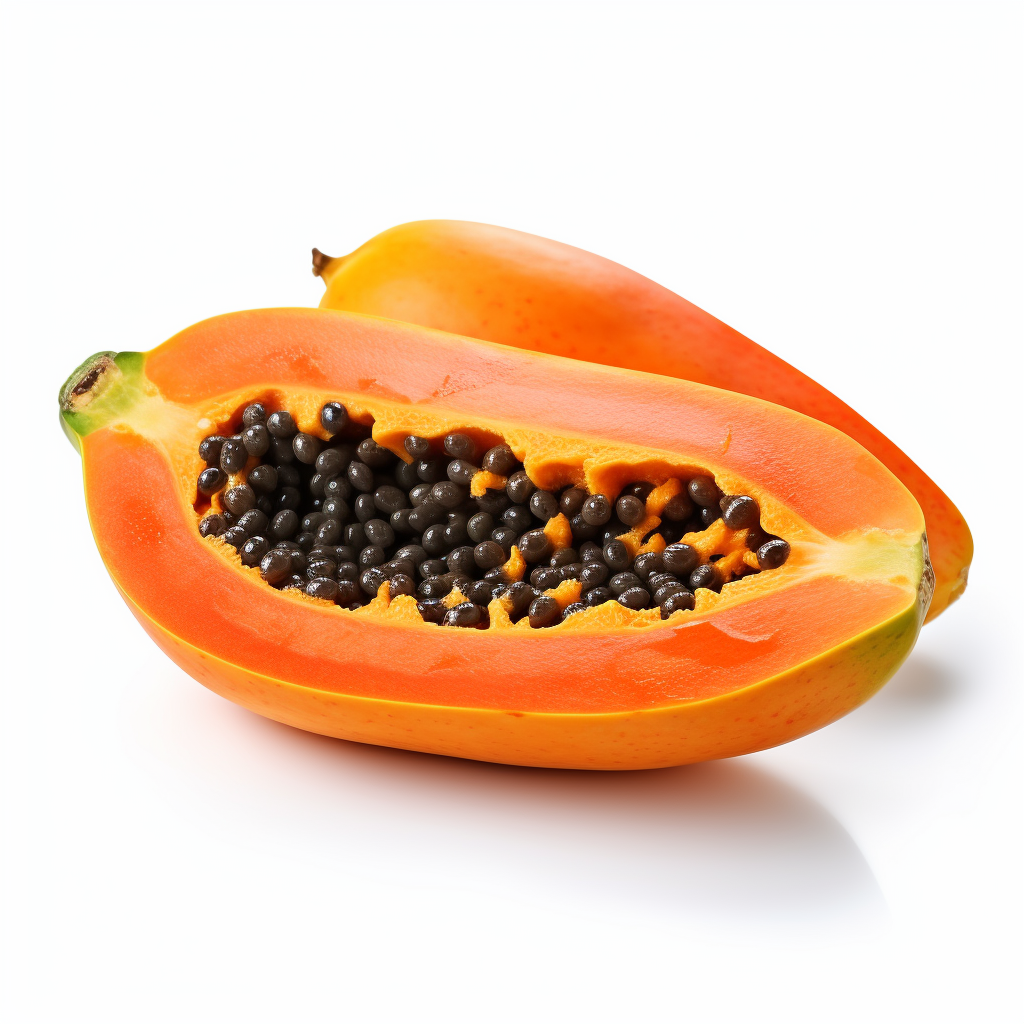 Delicious and Ripe Papaya on White Background