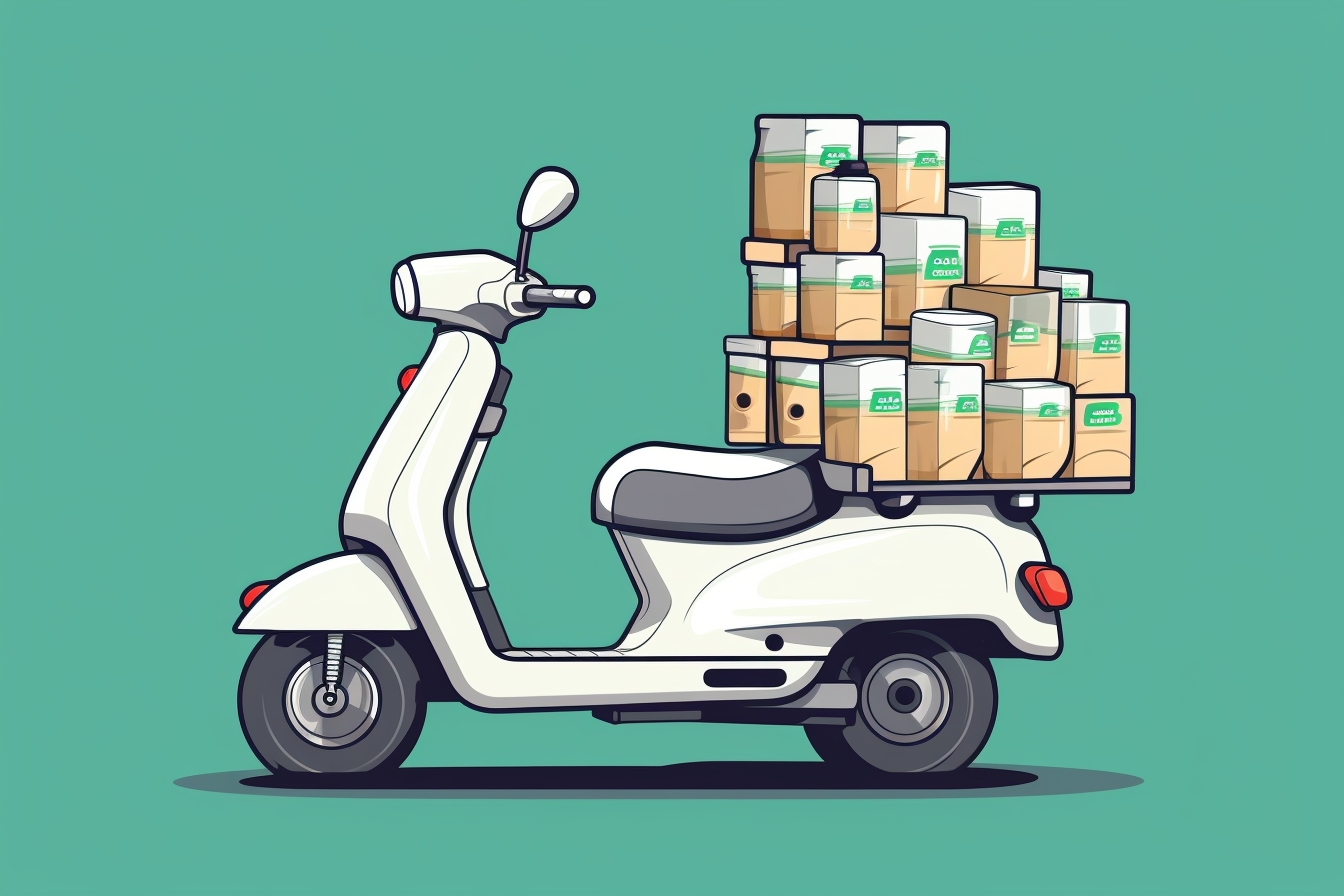 Delivery scooter transporting medicines and pills