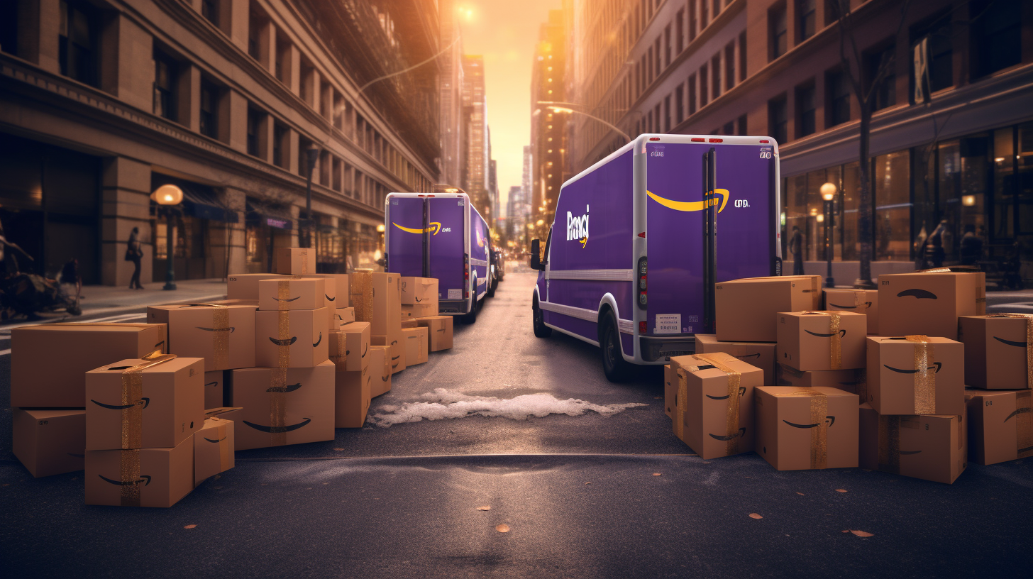 Well-dressed Amazon and Fedex delivery team