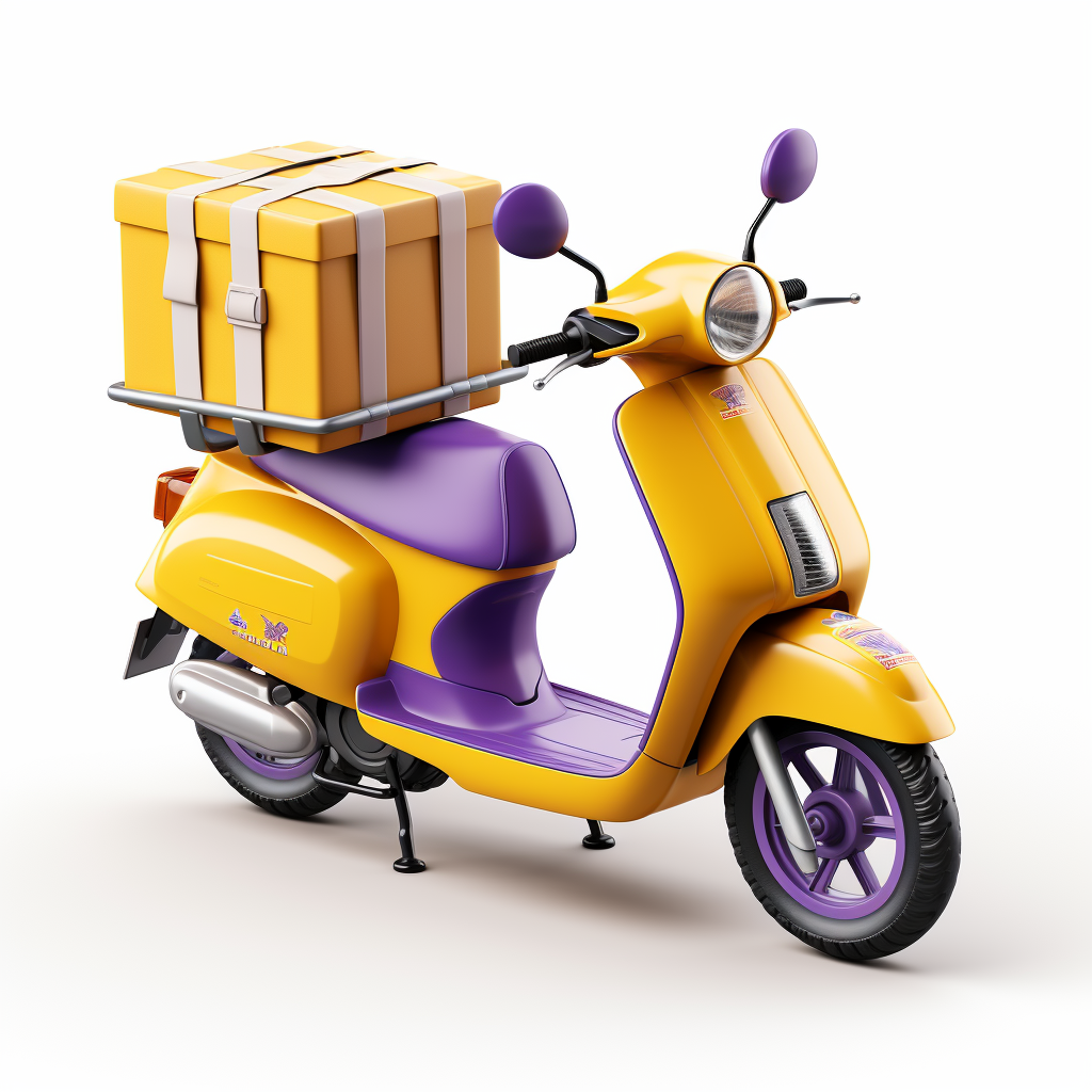 Illustrative 3D Icon of a Fast Delivery Motorcycle