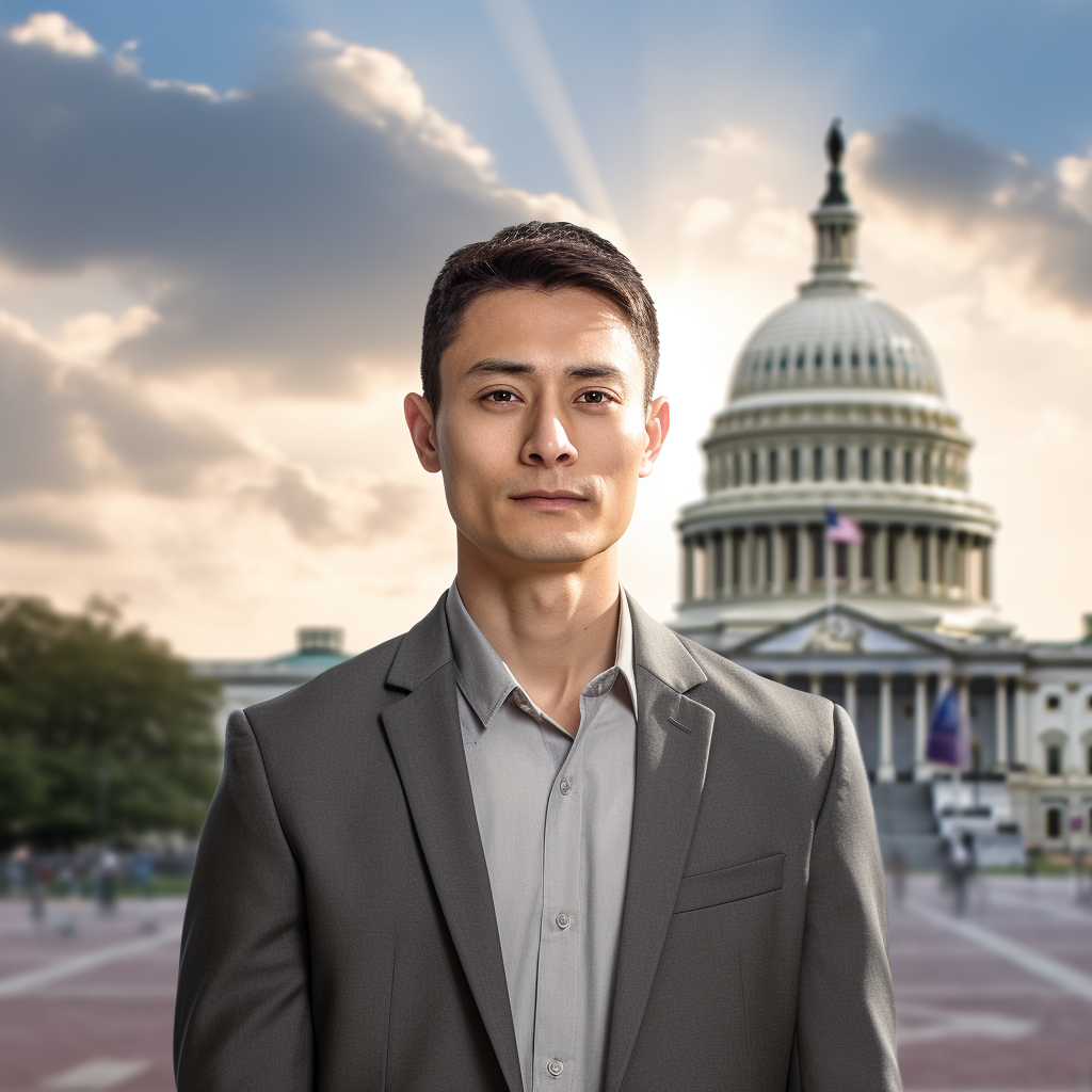 Democrat Person with Washington DC Capitol Building