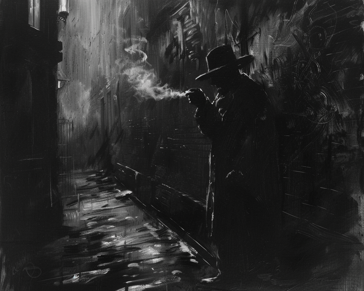 Demon smoking in noir alley