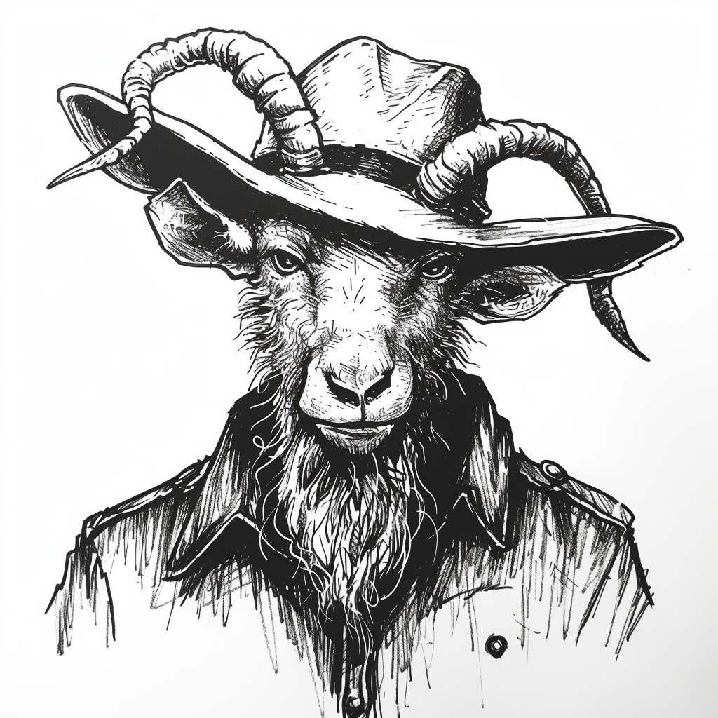 Demonic goat headed bandit illustration