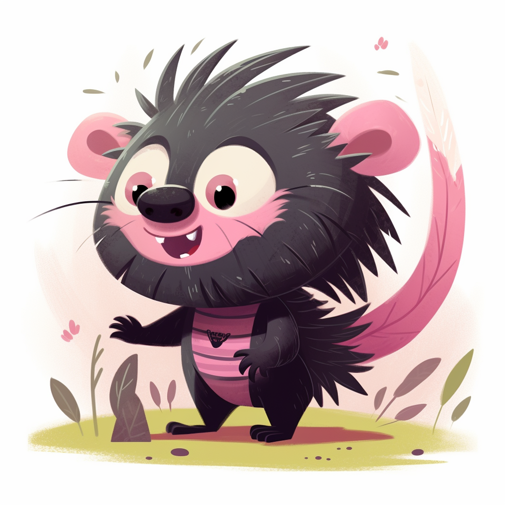 Demonic porcupine cute icon minimalist painting