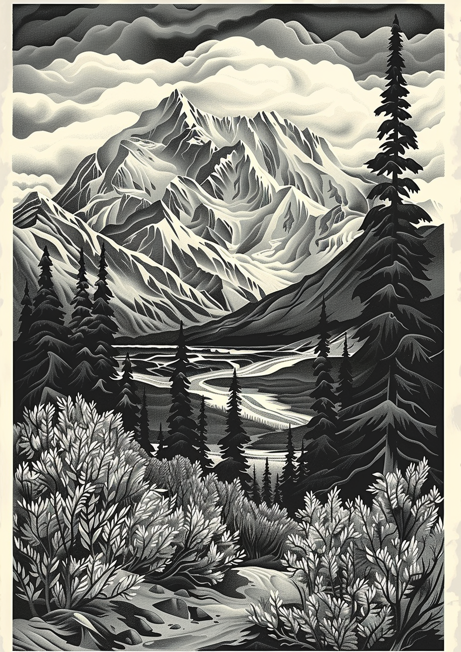 Denali National Park Block Print