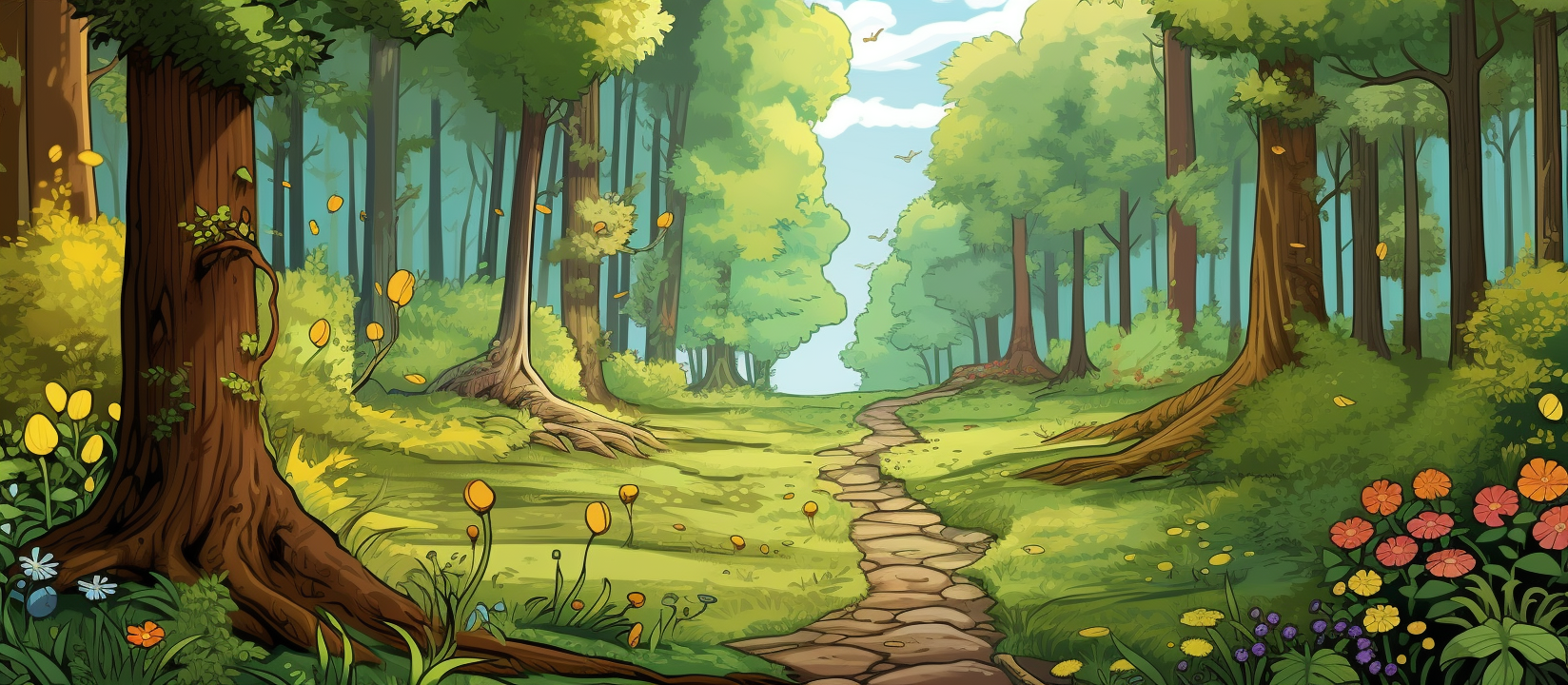 Colorful Dense Forest Cartoon