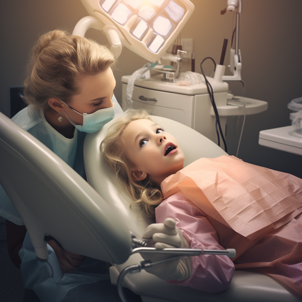 Child getting dental work done