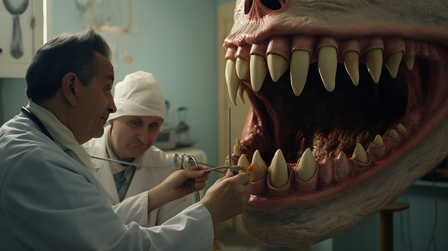 Dentist calming patient during treatment