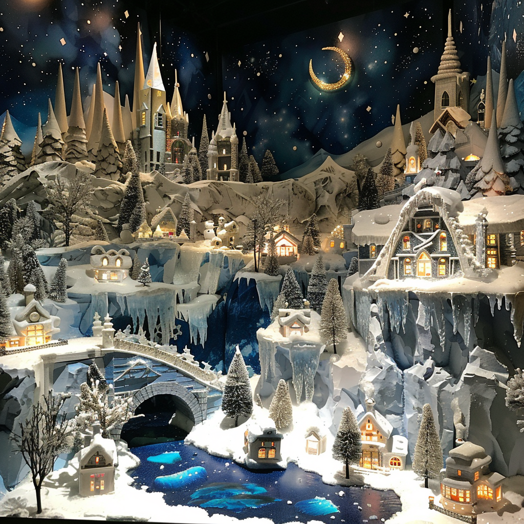 Snow village display decoration