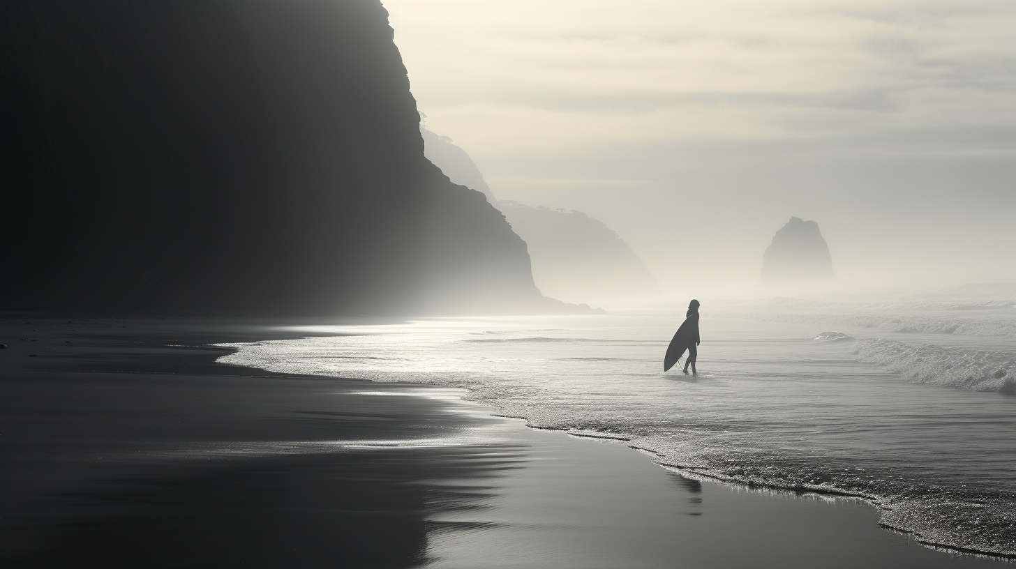 Depressed goth surfer at the beach ?‍♂️