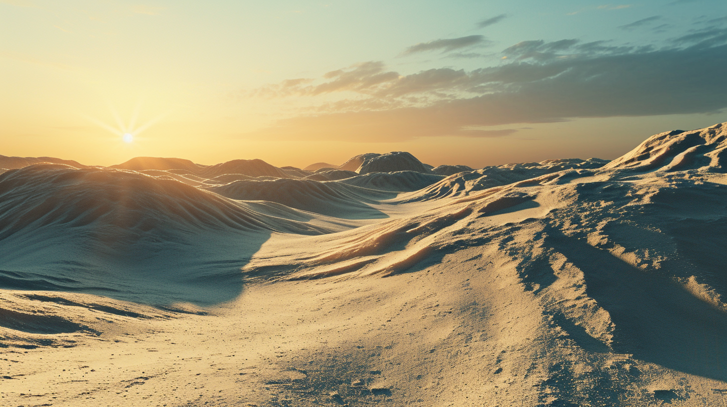 Surreal alien planet with mesmerizing desert dunes.