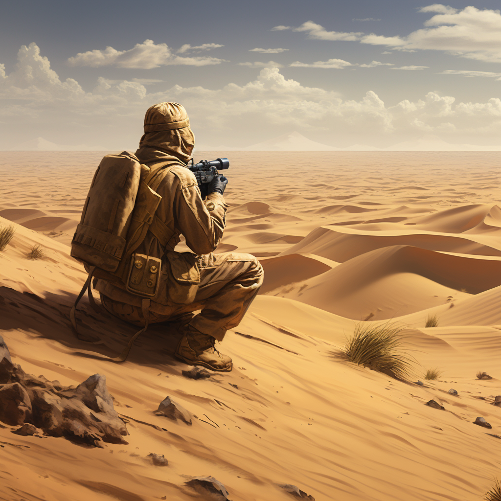 Army forward observer in the desert