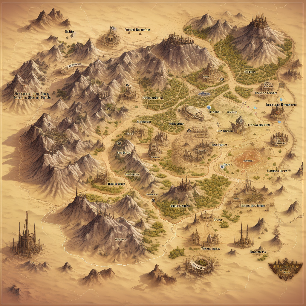 Desert battle map illustration