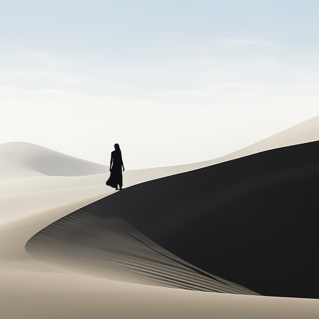 Black woman in desert dunes