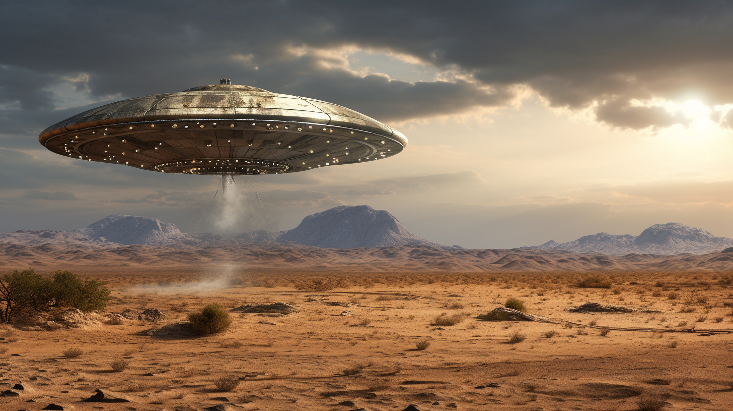 Uncover buried flying saucer in desert